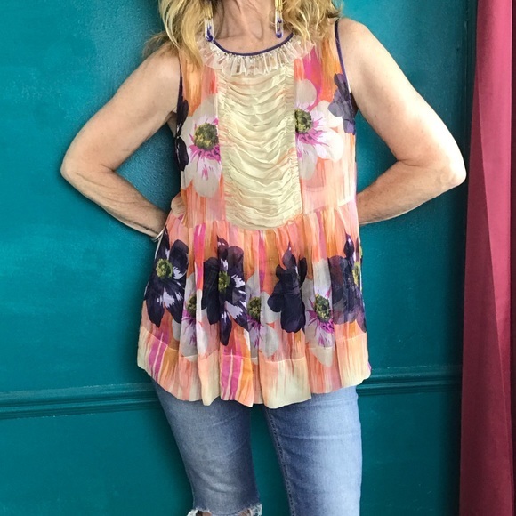 Plenty by Tracy Reese Tops - Plenty by Tracy Reese floral sheer sleeveless top